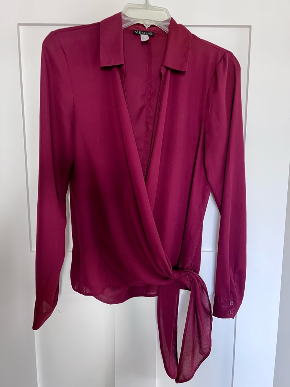 VENUS Berry Wrap Blouse with Side Tie